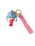 Mavi Saçlı Kedi Kulaklı Anime Kız Anahtarlık - Chibi Karakter